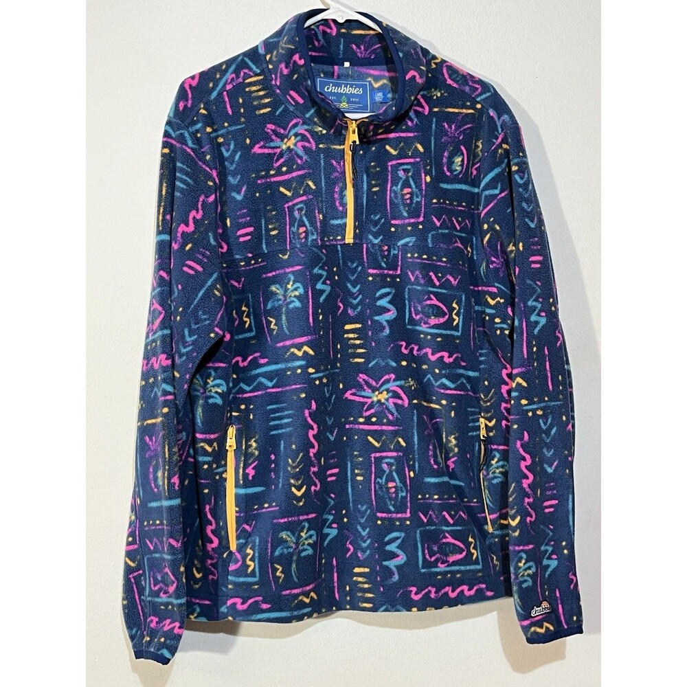 Chubbies Men's The Chilly Vibe Fleece Quarter Zip Pullover Sweatshirt Size Large